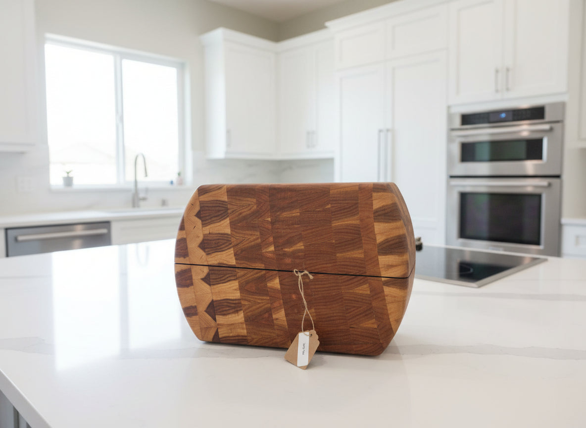 Handcrafted Cherry End Grain Butcher Block – 8" x 12" x 1.5" with Rubber Feet