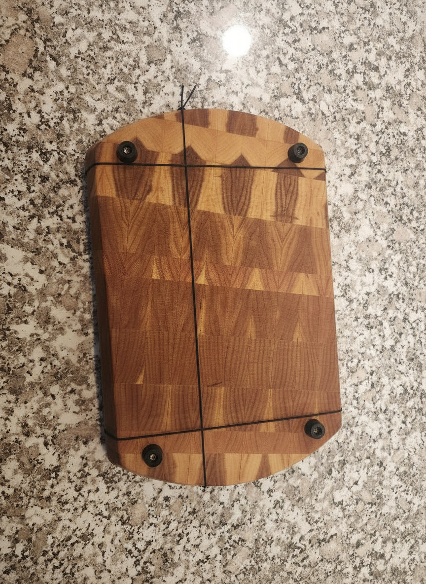 Handcrafted Cherry End Grain Butcher Block – 8" x 12" x 1.5" with Rubber Feet