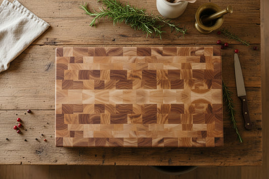 Northern Hard Maple End Grain Butcher Block – 11" x 17" x 2" (with Rubber Feet)