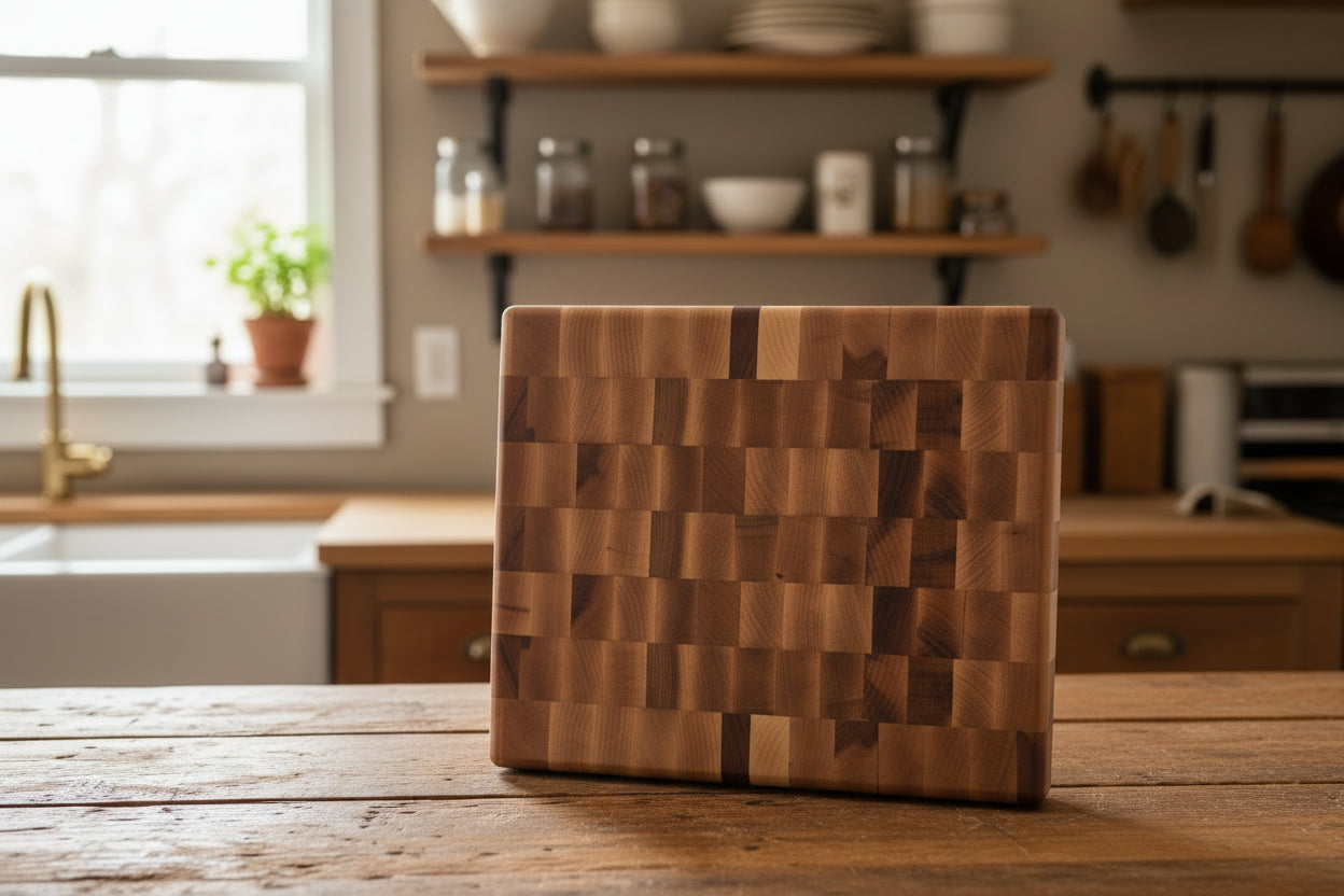 9×11×1.25" End Grain Northern Hard Maple Butcher Block