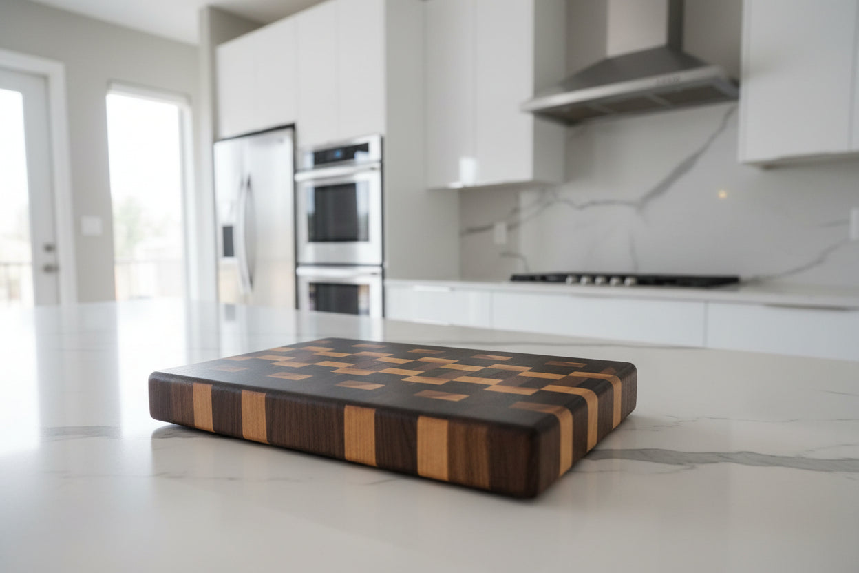 9.5×13.5×1.375" End Grain Maple & Walnut Butcher Block