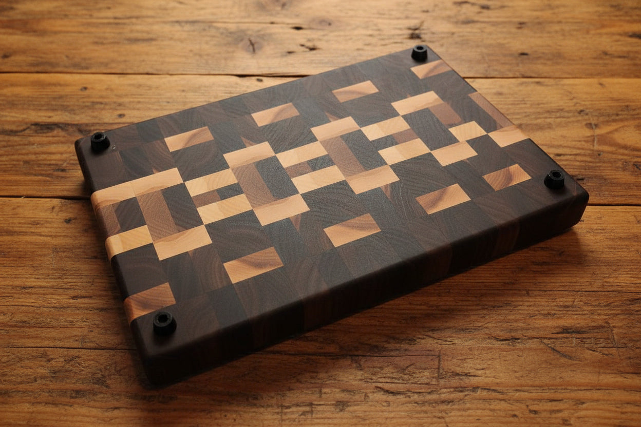 9.5×13.5×1.375" End Grain Maple & Walnut Butcher Block