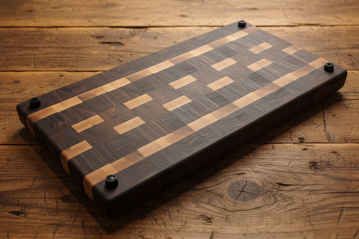 9.5×16.5×1.375" End Grain Maple & Walnut Butcher Block