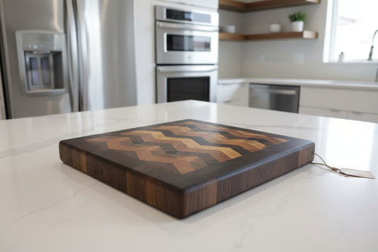 End‑Grain Black Walnut, Cherry & Maple Board – 11×12×1" with Stainless Steel Feet