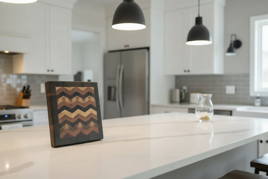 End‑Grain Black Walnut, Cherry & Maple Board – 11×12×1" with Stainless Steel Feet