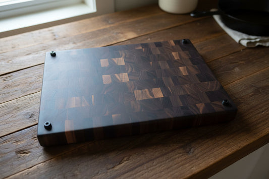 End‑Grain Black Walnut Butcher Block – 11.5×16×1.5" with Rubber Feet