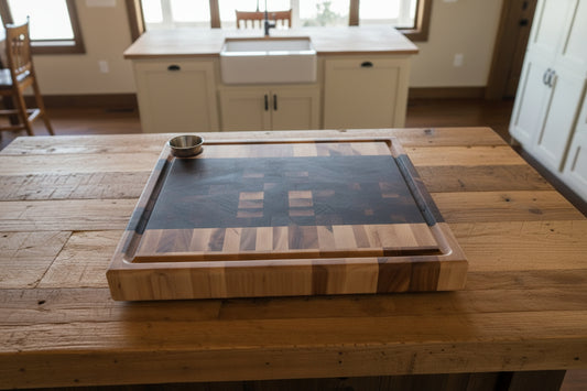 Father’s Day Premium Grill & Prep Bundle – End‑Grain Maple/Walnut Butcher Block + Apron + Sauce Mop + 12" Hashanho Knife + 4 ounce board conditioner