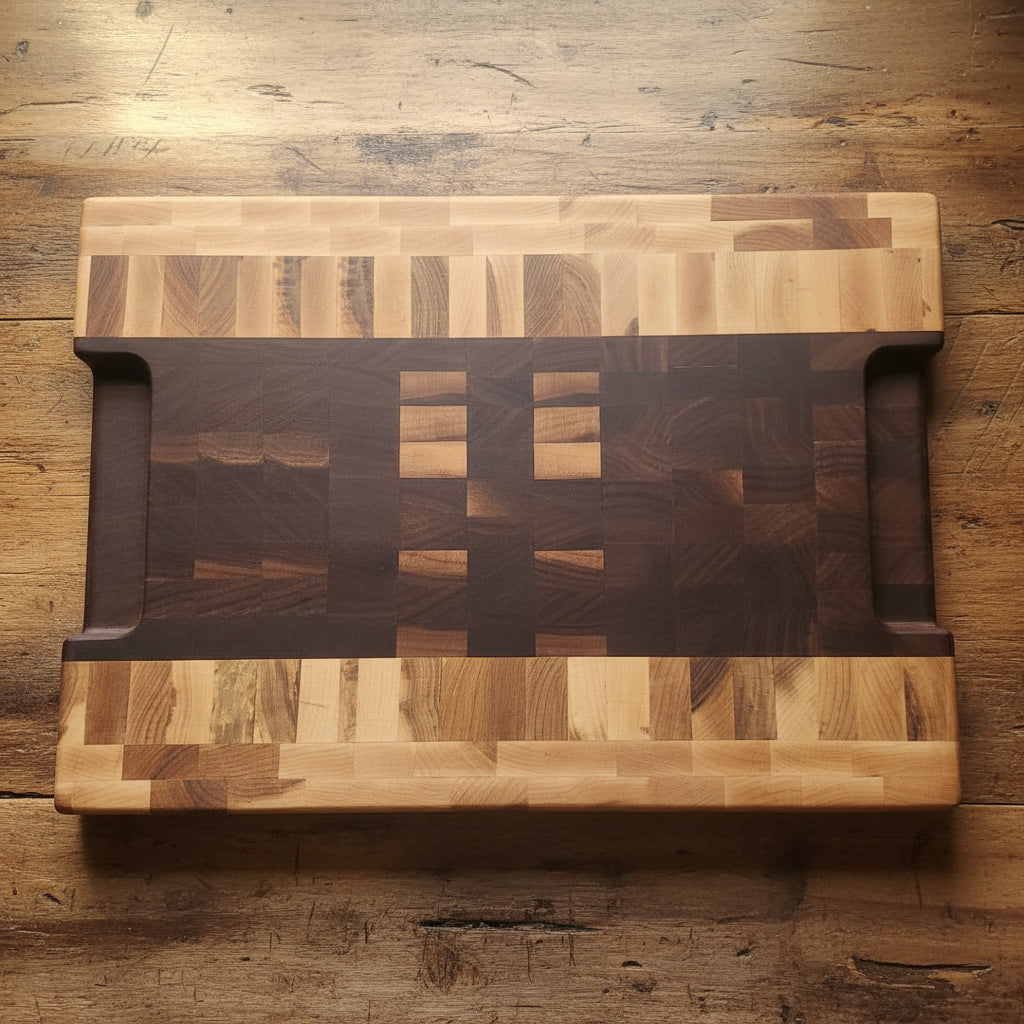 Father’s Day Premium Grill & Prep Bundle – End‑Grain Maple/Walnut Butcher Block + Apron + Sauce Mop + 12" Hashanho Knife + 4 ounce board conditioner