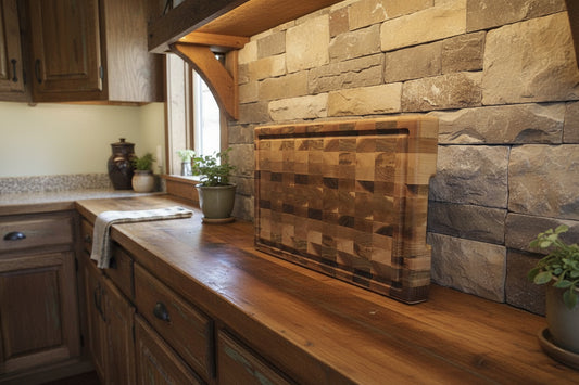 Handcrafted End‑Grain Hard Maple Butcher Block – 11.675" × 18" × 2" with Juice Groove & Handholds