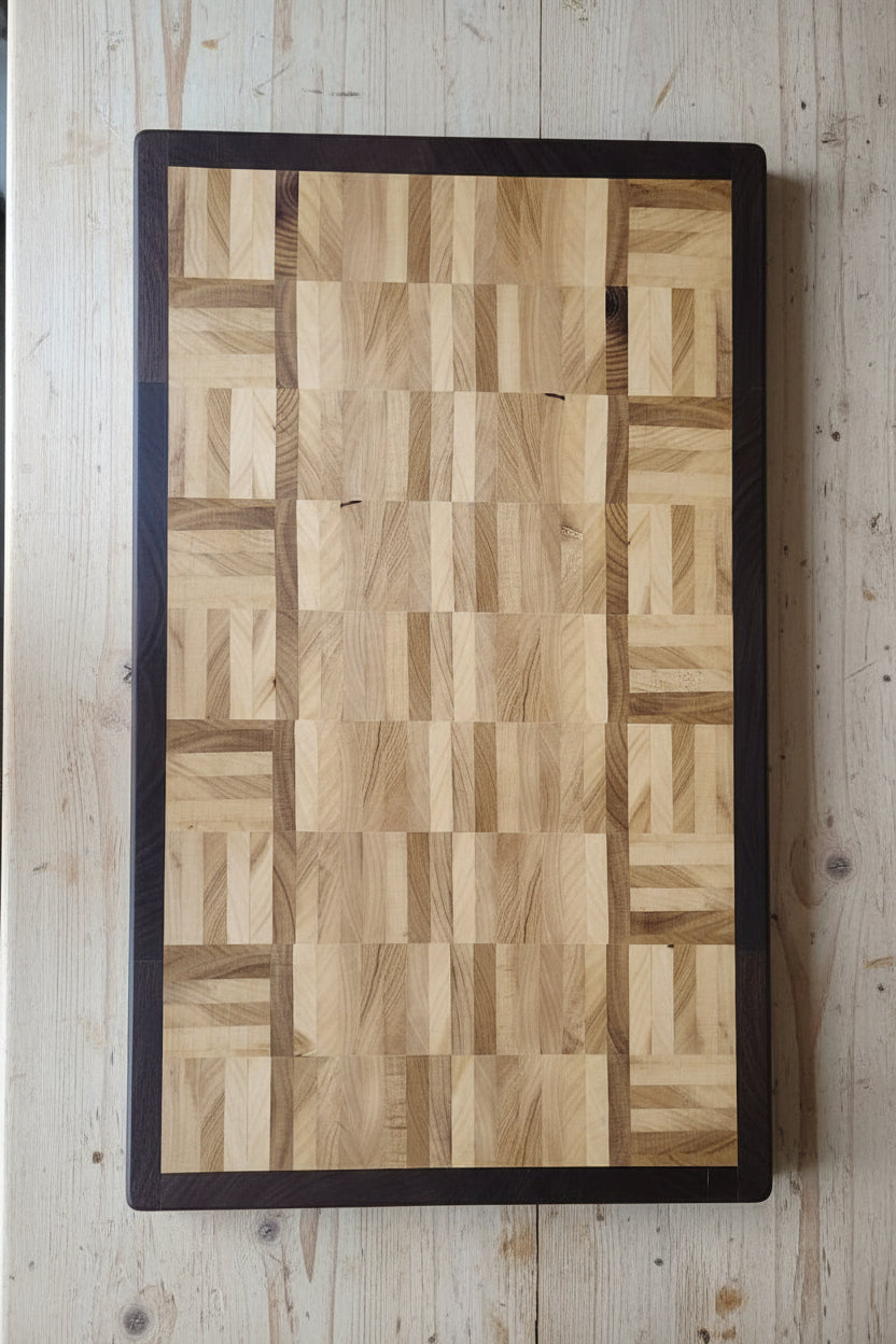 Handcrafted XL End‑Grain Butcher Block — Black Walnut & Yellow Poplar ...