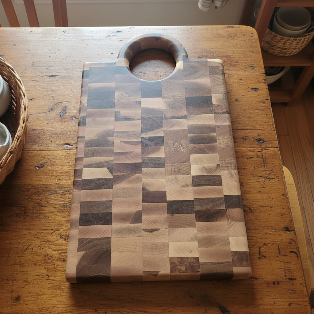 Handcrafted Hard Maple Butcher Block with Handle + Juice Groove — 11.75x20x1.5"
