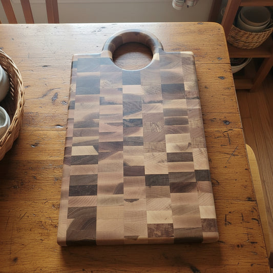Handcrafted Hard Maple Butcher Block with Handle + Juice Groove — 11.75x20x1.5"