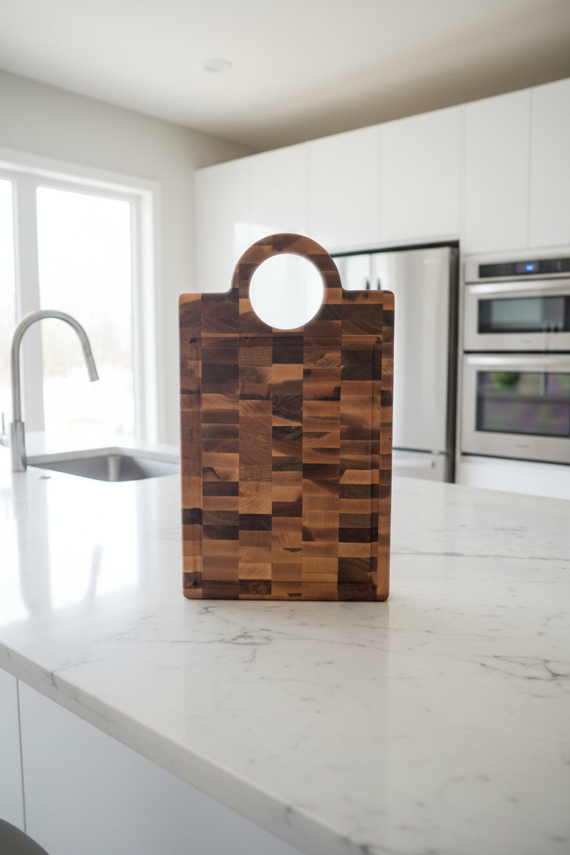 Handcrafted Hard Maple Butcher Block with Handle + Juice Groove — 11.75x20x1.5"