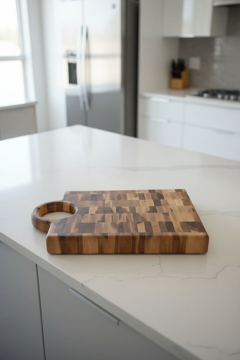 Handcrafted Hard Maple Butcher Block with Handle + Juice Groove — 11.75x20x1.5"