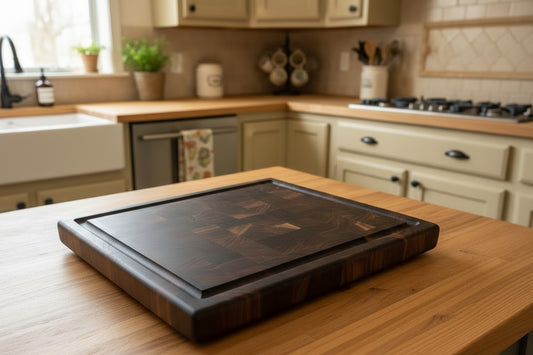 Handcrafted End‑Grain Black Walnut Butcher Block — 11x15x1.5" with Juice Groove & Rubber Feet