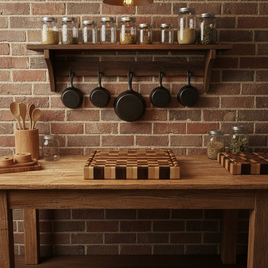 Handcrafted End‑Grain Butcher Block — 15x16x2" (Cherry, Hard Maple & Black Walnut)