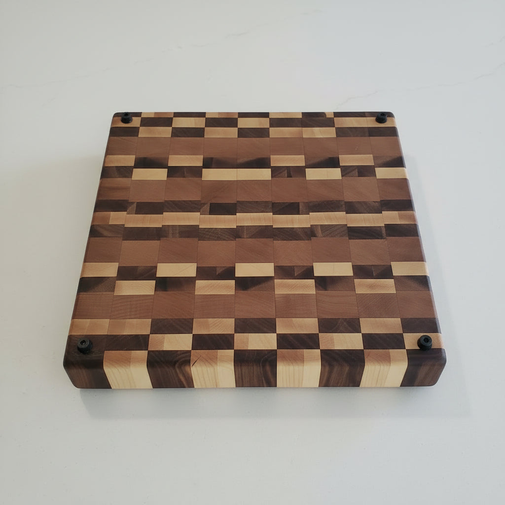 Handcrafted End‑Grain Butcher Block — 15x16x2" (Cherry, Hard Maple & Black Walnut)