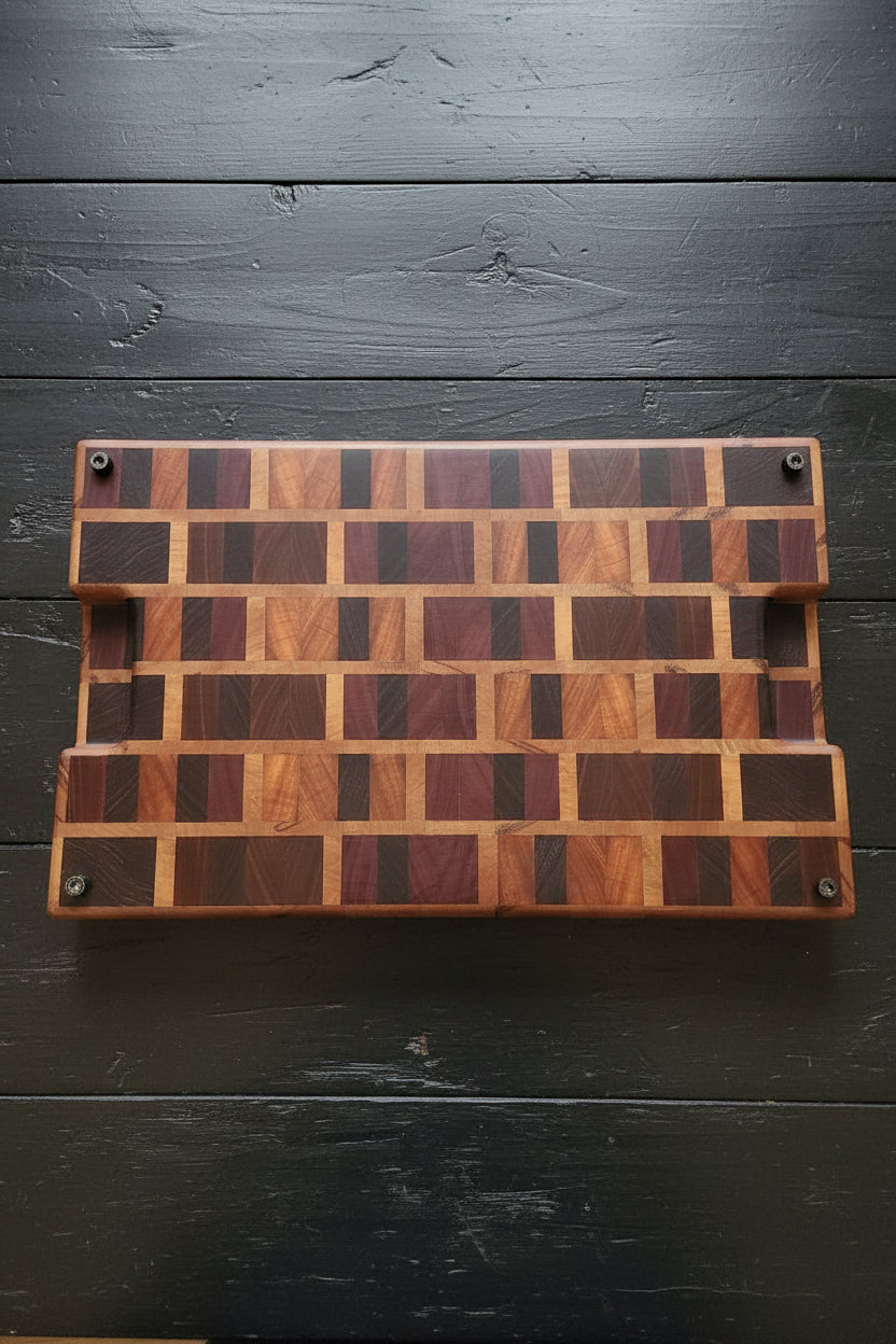 End Grain Butcher Block – 13x21x2.25" | Brick Pattern | Exotic Hardwoods
