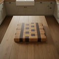 Handcrafted End‑Grain Butcher Block – 13.5" × 13.5" × 2" Black Walnut & Hard Northern Maple with Rubber Feet