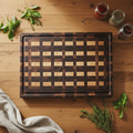 Handcrafted XL End‑Grain Butcher Block — 14 × 19 × 2" Northern Hard Maple & Black Walnut with Handholds, Juice Groove & Rubber Feet