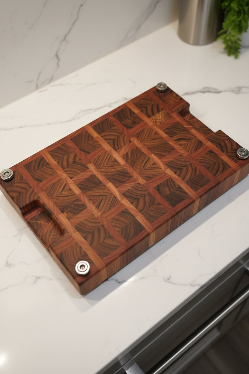 Burmese Teak and Red Grandis cutting board