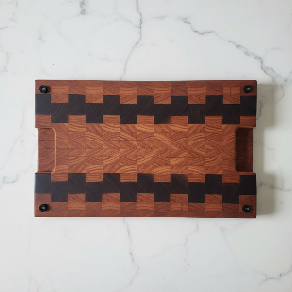 end grain red grandis and black walnut XL cutting board 