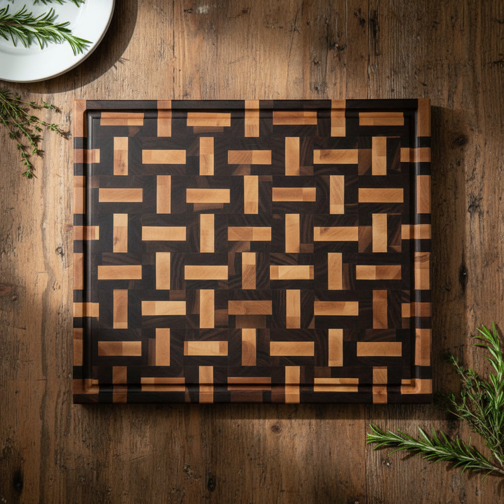 XL 16.25x19.25x2" end grain black walnut and northern hard maple 