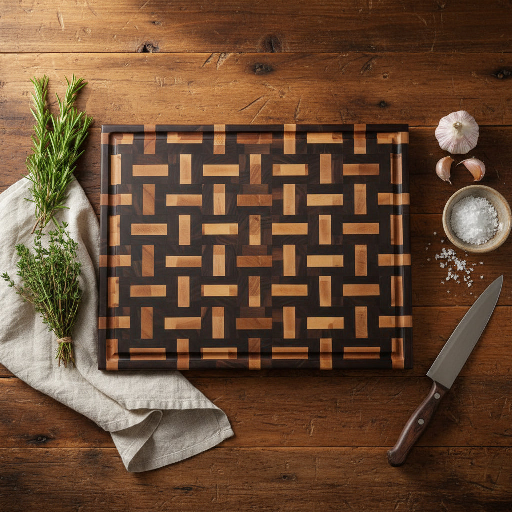 XL 16.25x20.5x2" end grain black walnut 