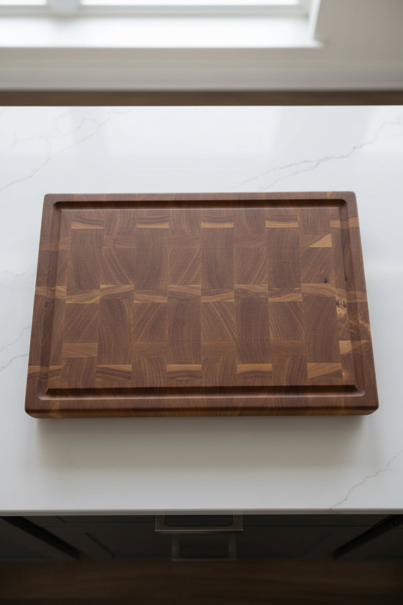 Handcrafted End Grain Cherry Cutting Board Butcher Block – 12×18×1.5"