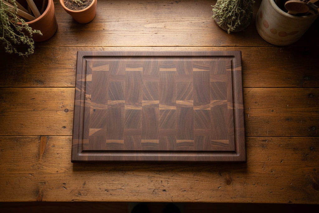 Handcrafted End Grain Cherry Cutting Board Butcher Block – 12×18×1.5"