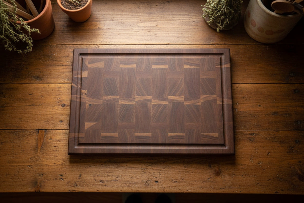 Handcrafted End Grain Cherry Cutting Board Butcher Block – 12×18×1.5"