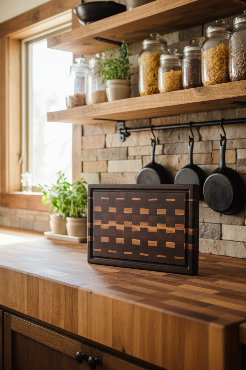 Handcrafted 12" × 18" × 2" End Grain Black Walnut & Cherry Cutting Board | Butcher Block