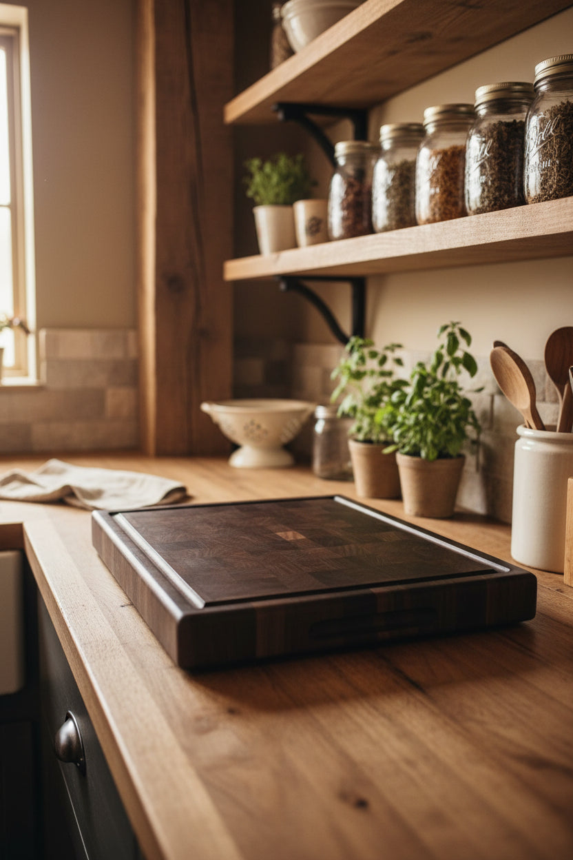 Handcrafted 12" × 18" × 1.375" End Grain Black Walnut Cutting Board | Butcher Block