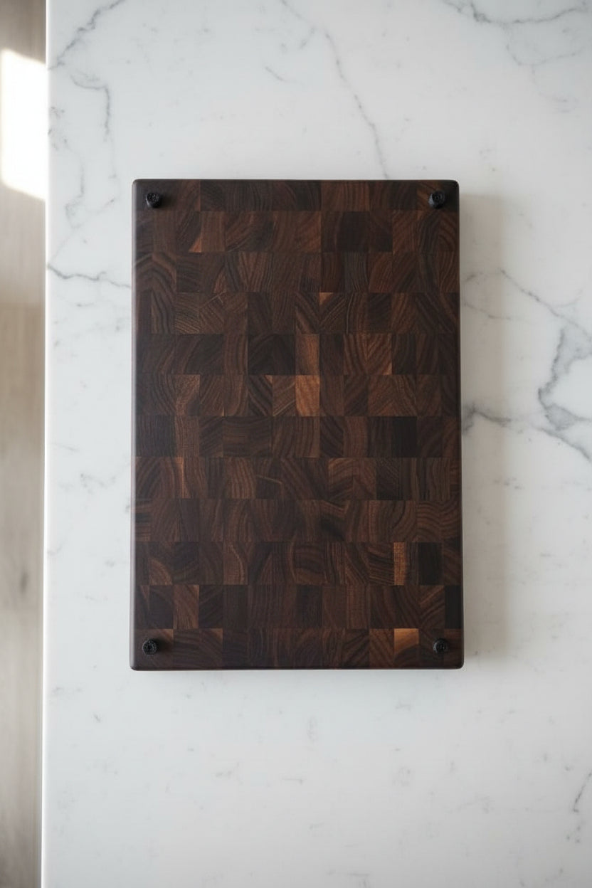 Handcrafted 12" × 18" × 1.375" End Grain Black Walnut Cutting Board | Butcher Block
