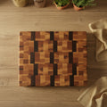 10x12x1.5" end grain black walnut and northern hard maple cutting board with rubber feet 