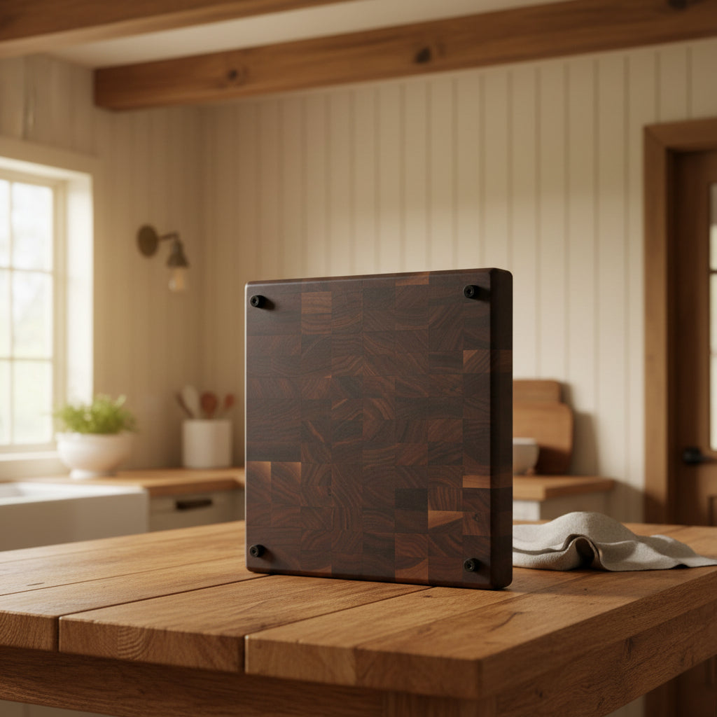 12x12x1.5" end grain black walnut cutting board butcher block