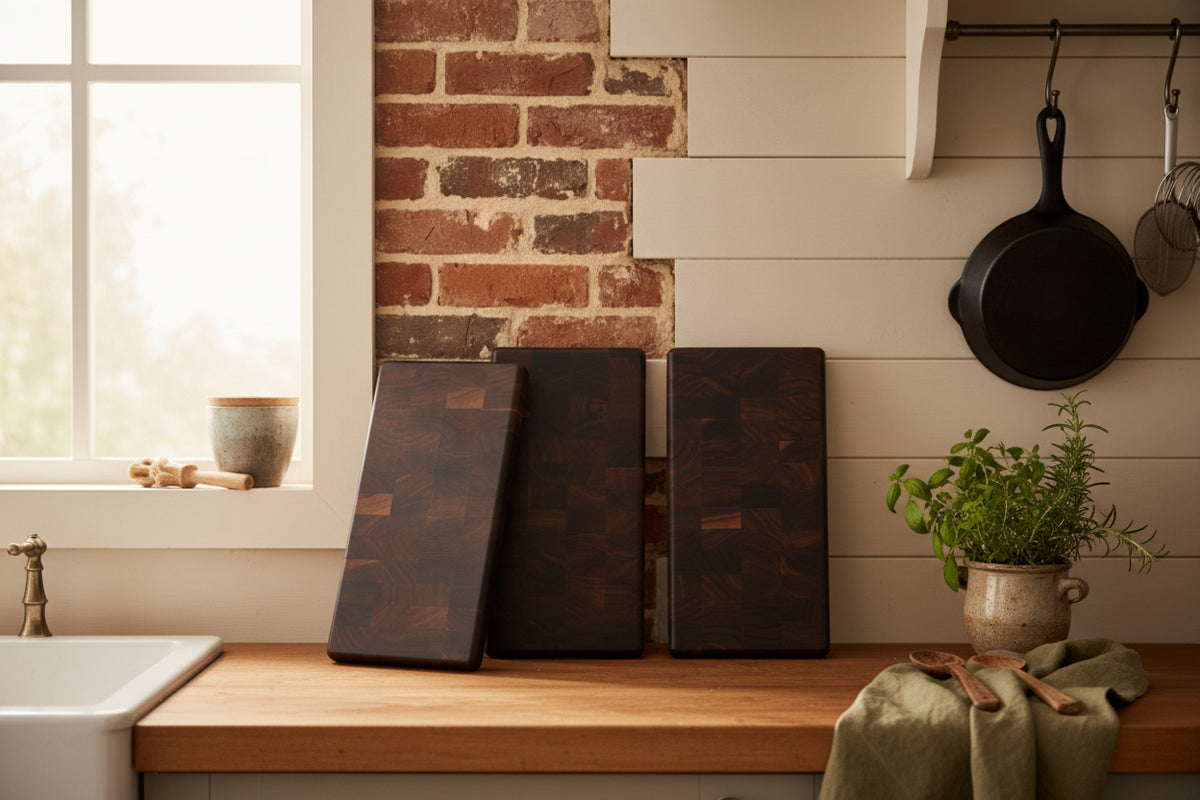 Set of Black Walnut End Grain Sushi or Bar Boards  6x12