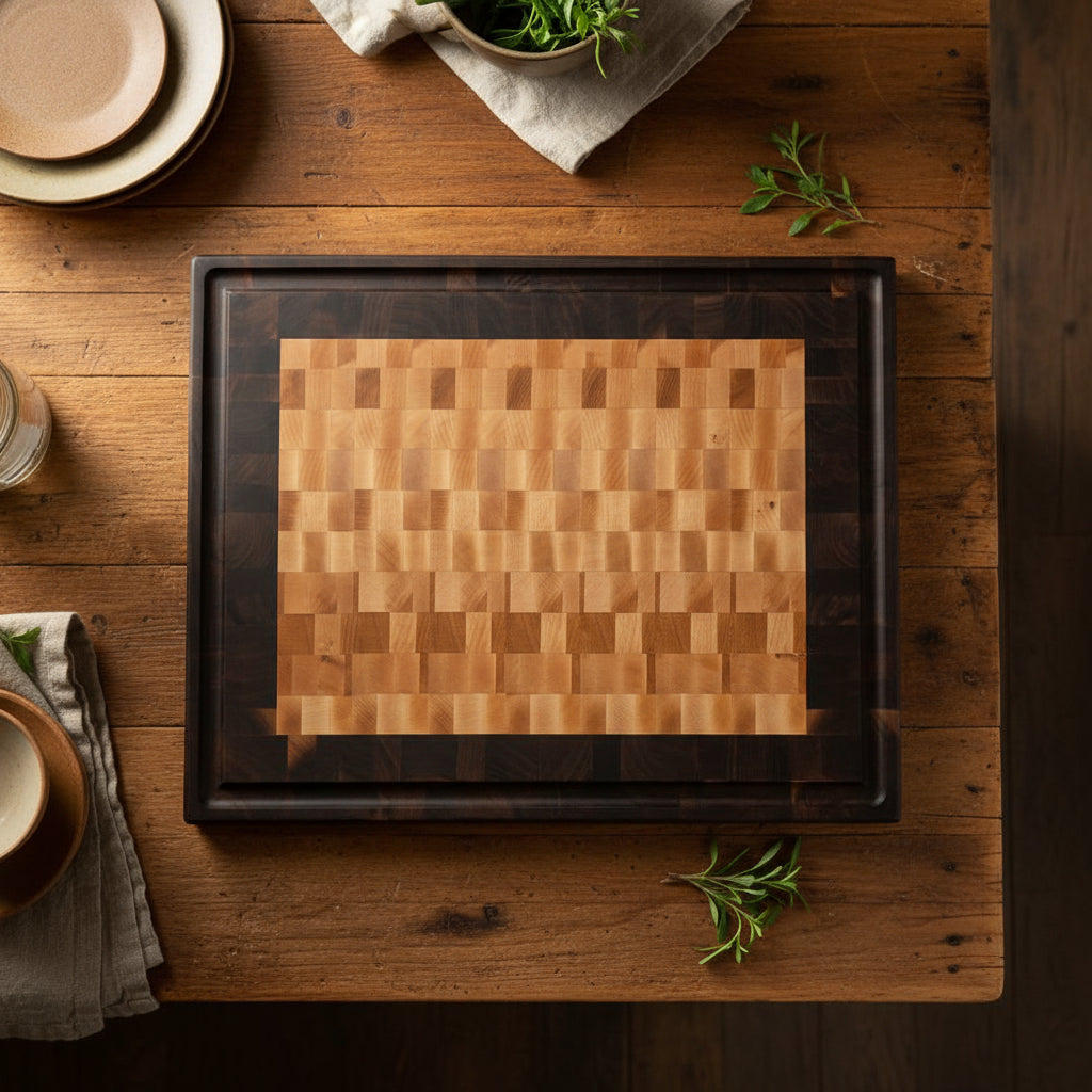 XL 17.75x21.75 End Grain Walnut & Maple Cutting Board