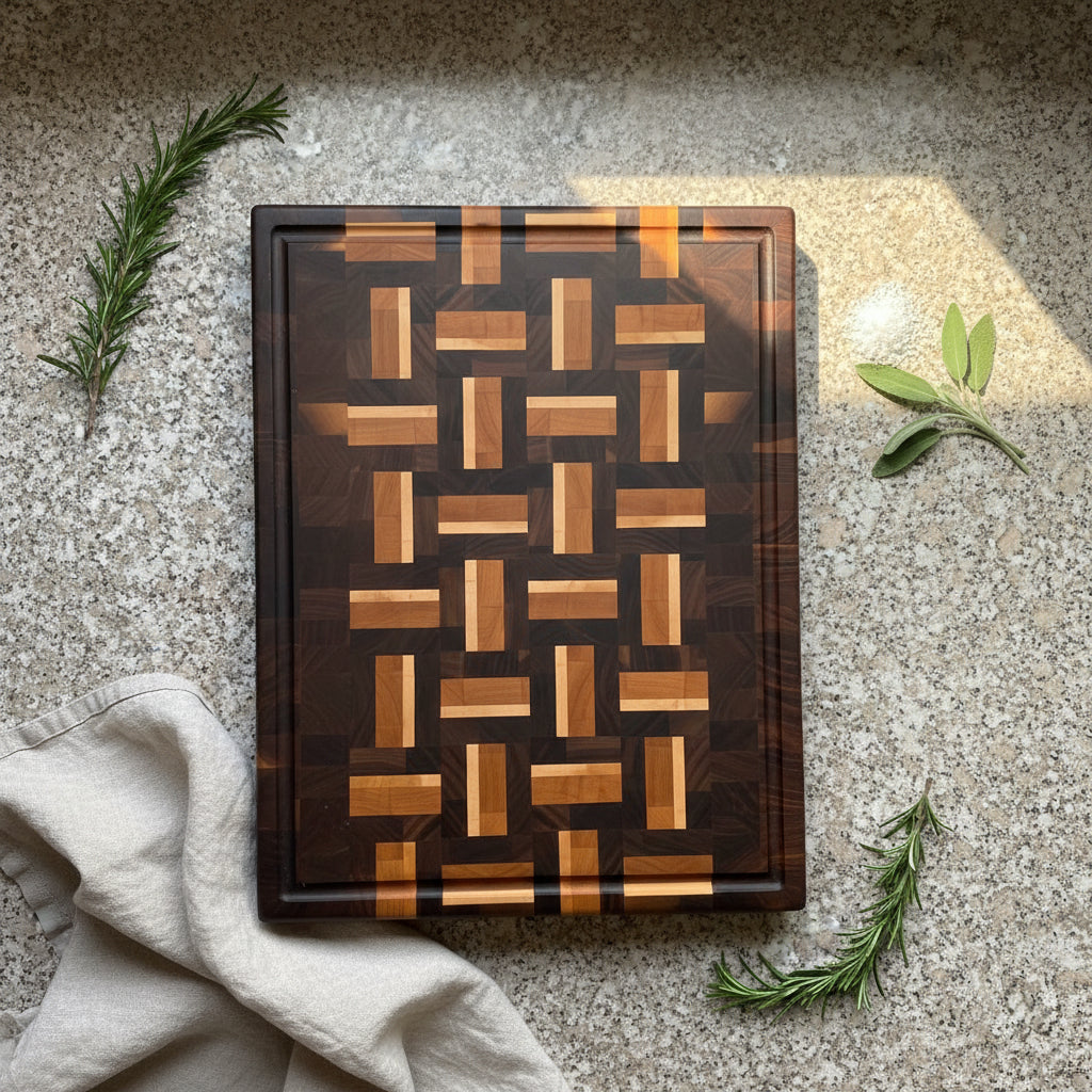 XL 15.5x20 End Grain Walnut Maple & Cherry Cutting Board