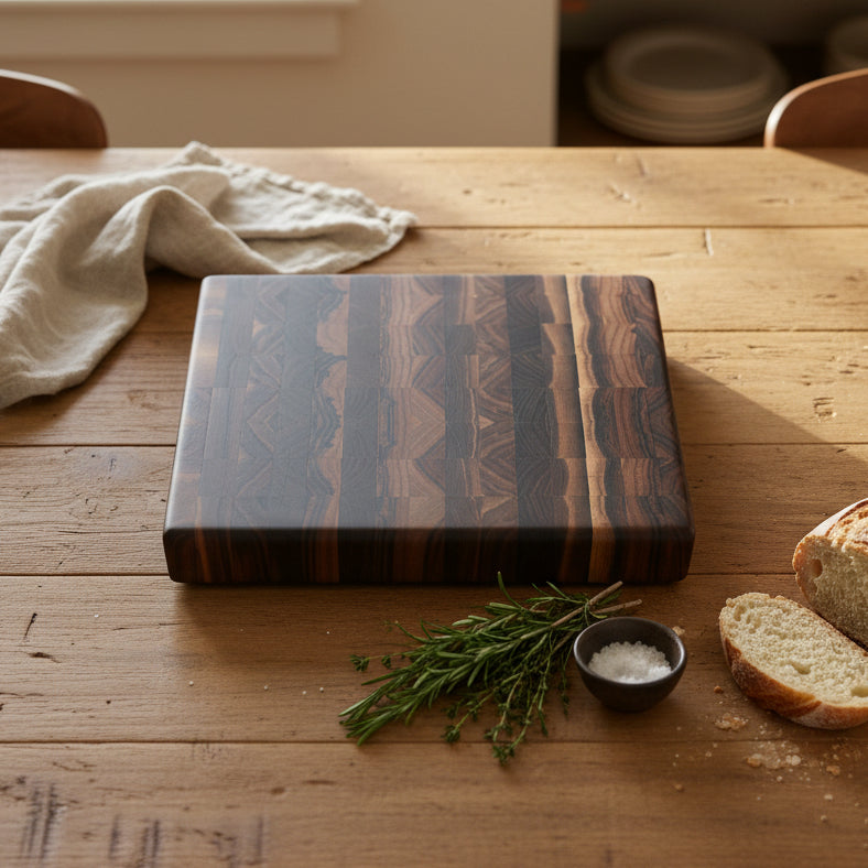 Handcrafted End Grain Black Walnut Cutting Board 12.75 x 12 x 1.5