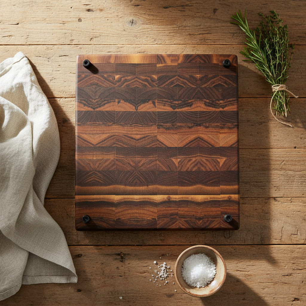 Handcrafted End Grain Black Walnut Cutting Board 12.75 x 12 x 1.5