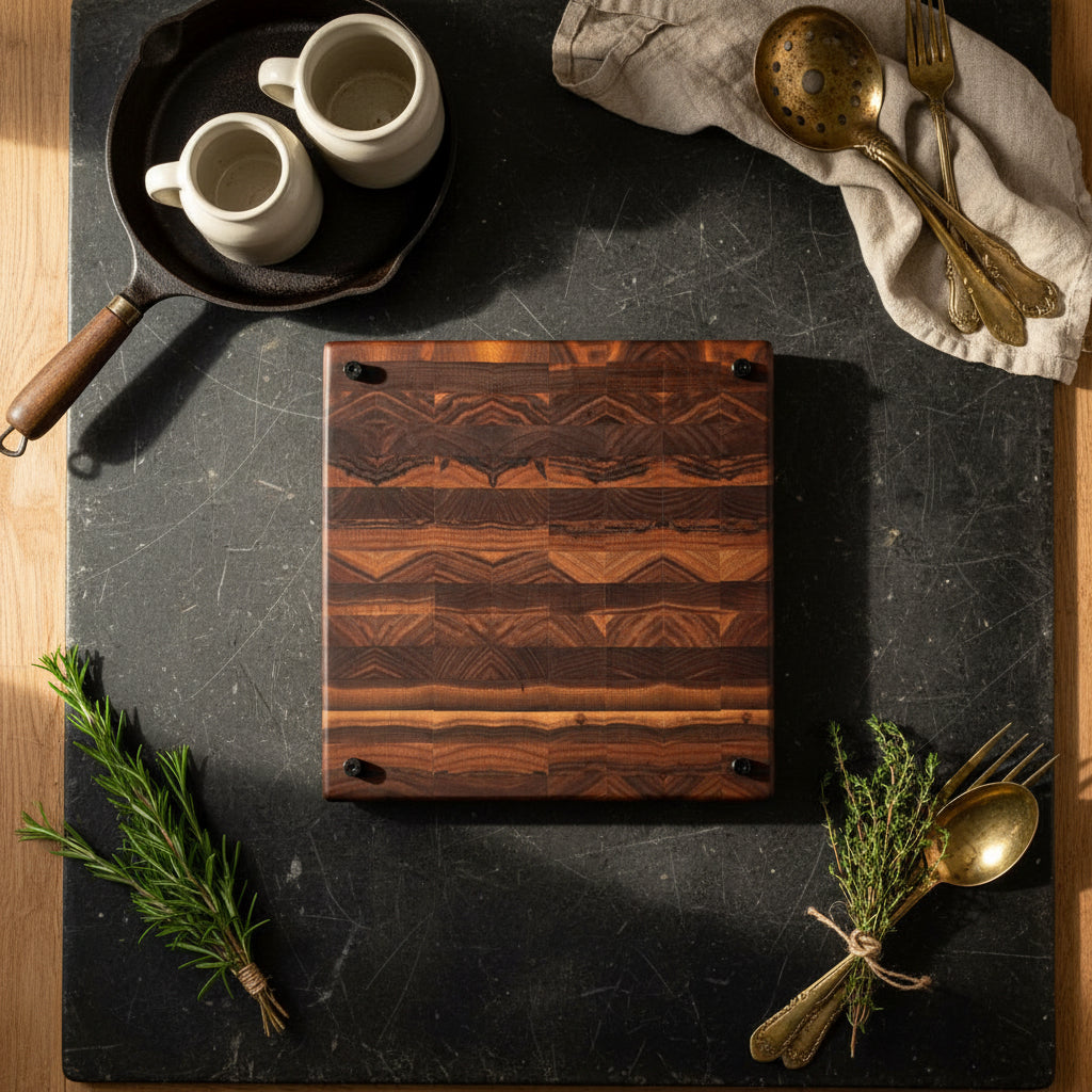 Handcrafted End Grain Black Walnut Cutting Board 12.75 x 12 x 1.5