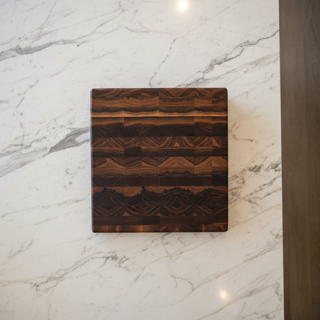Handcrafted End Grain Black Walnut Cutting Board 12.75 x 12 x 1.5