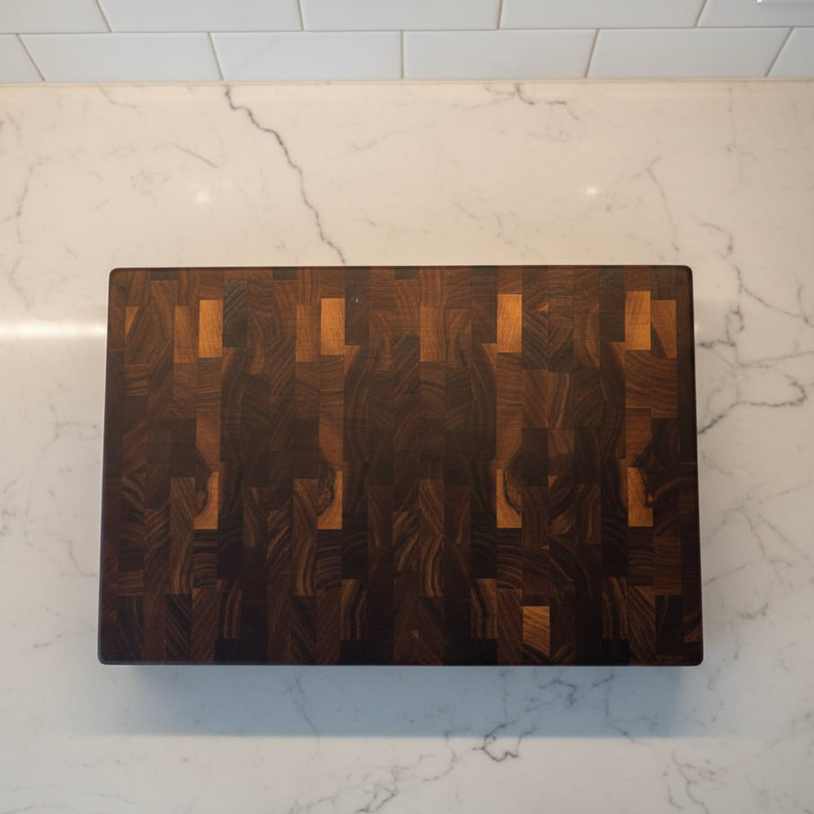Handcrafted End Grain Black Walnut Cutting Board 11.5 x 18 x 2