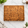 Handcrafted 15" x 19" x 1.5" End Grain Northern Hard Maple Cutting Board – Butcher Block with Juice Groove & Rubber Feet