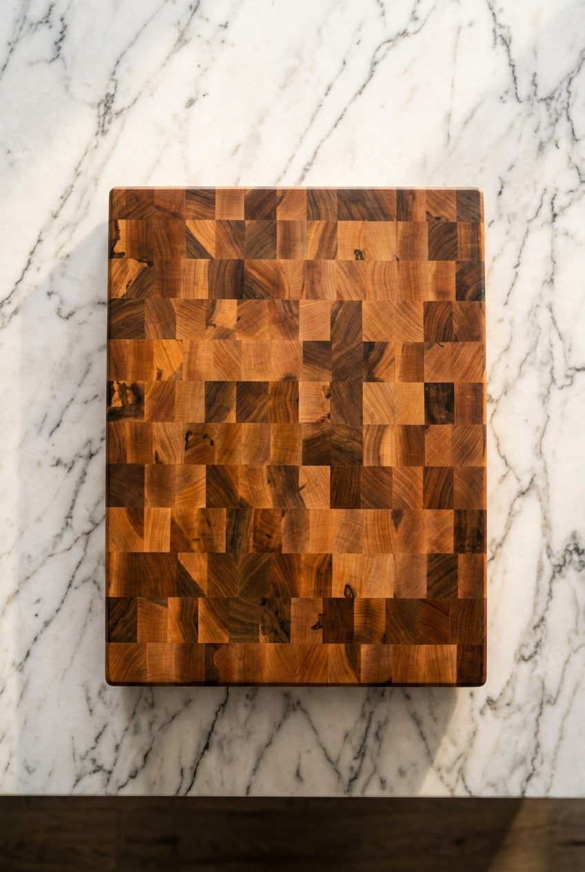 11.5x18x2" end grain natural hard maple cutting board with rubber feet