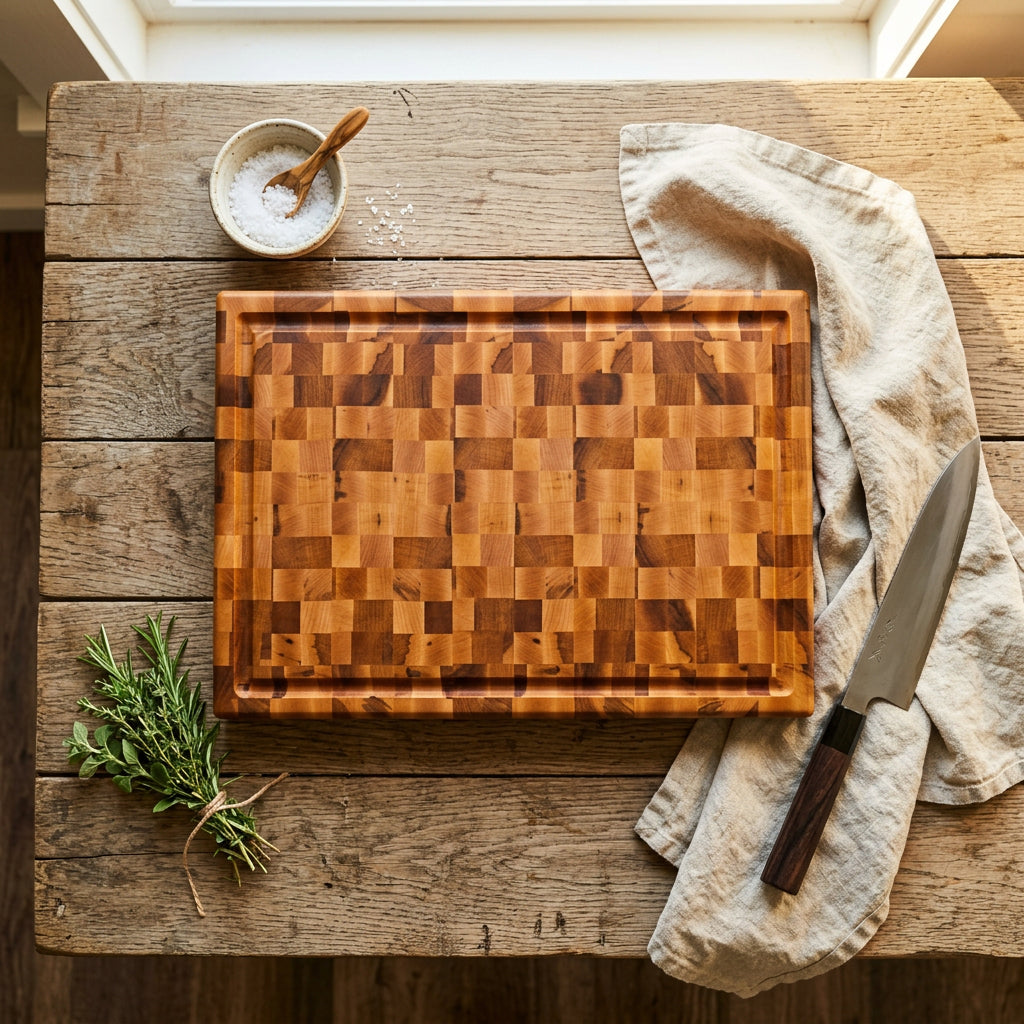 12x17 End Grain Maple Cutting Board with Juice Groove