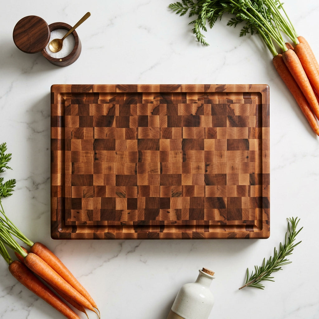 12x17 End Grain Maple Cutting Board with Juice Groove