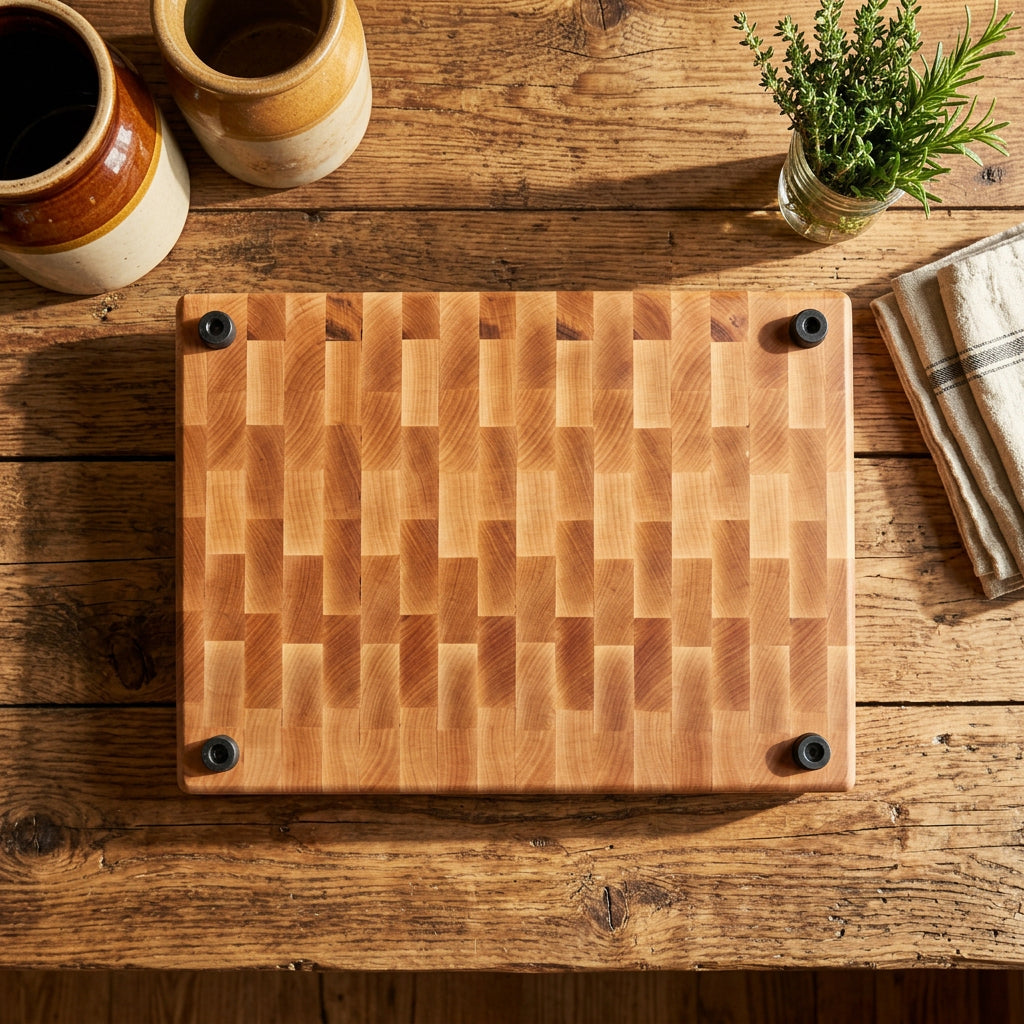 10x13 End Grain Maple Cutting Board with Rubber Feet