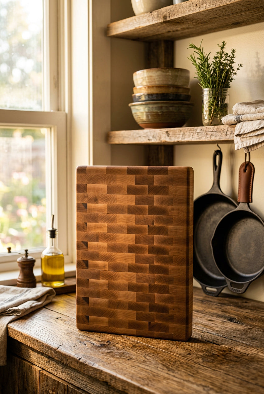 10x13 End Grain Maple Cutting Board with Rubber Feet